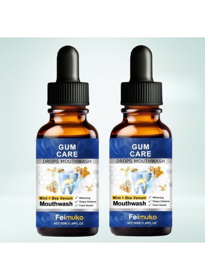 Feimuko 2-PACKS Bee Venom Mint Mouthwash | Daily Cleaning and Antibacterial Care for Healthy Teeth 50ml *2 - Image 1